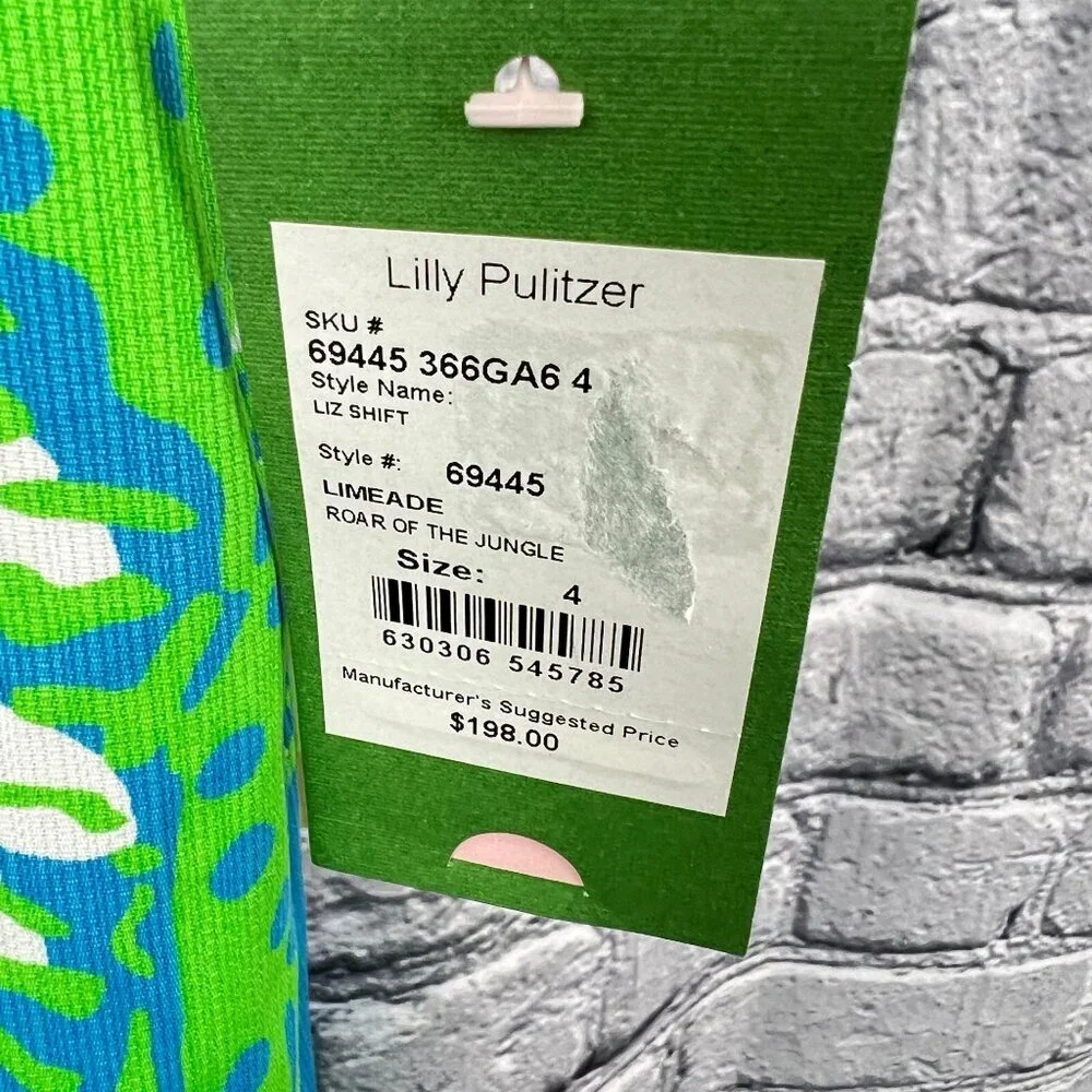 Lilly Pulitzer  Limeade Roar of the Jungle  Liz Shift Dress Size 4 - Picture 10 of 10